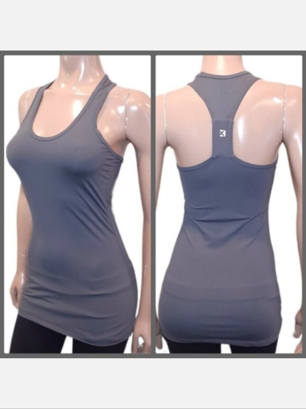 4-U Performance Racerback Tank Top Yoga Athletic Solid Tunic Sporty